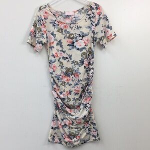 B Home Short Sleeve Scoop Neck Floral Midi Dress Size S EXCELLENT Condition